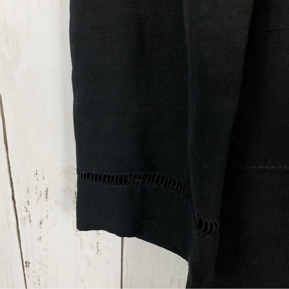 Louis Feraud Womens Blazer Jacket Size 8 Black Flax Linen 3 Button Bows - Picture 4 of 12